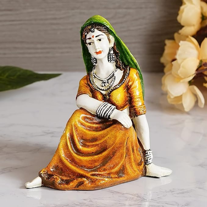 Statue femme Rajasthani résine : idée cadeau anniversaire et pendaison