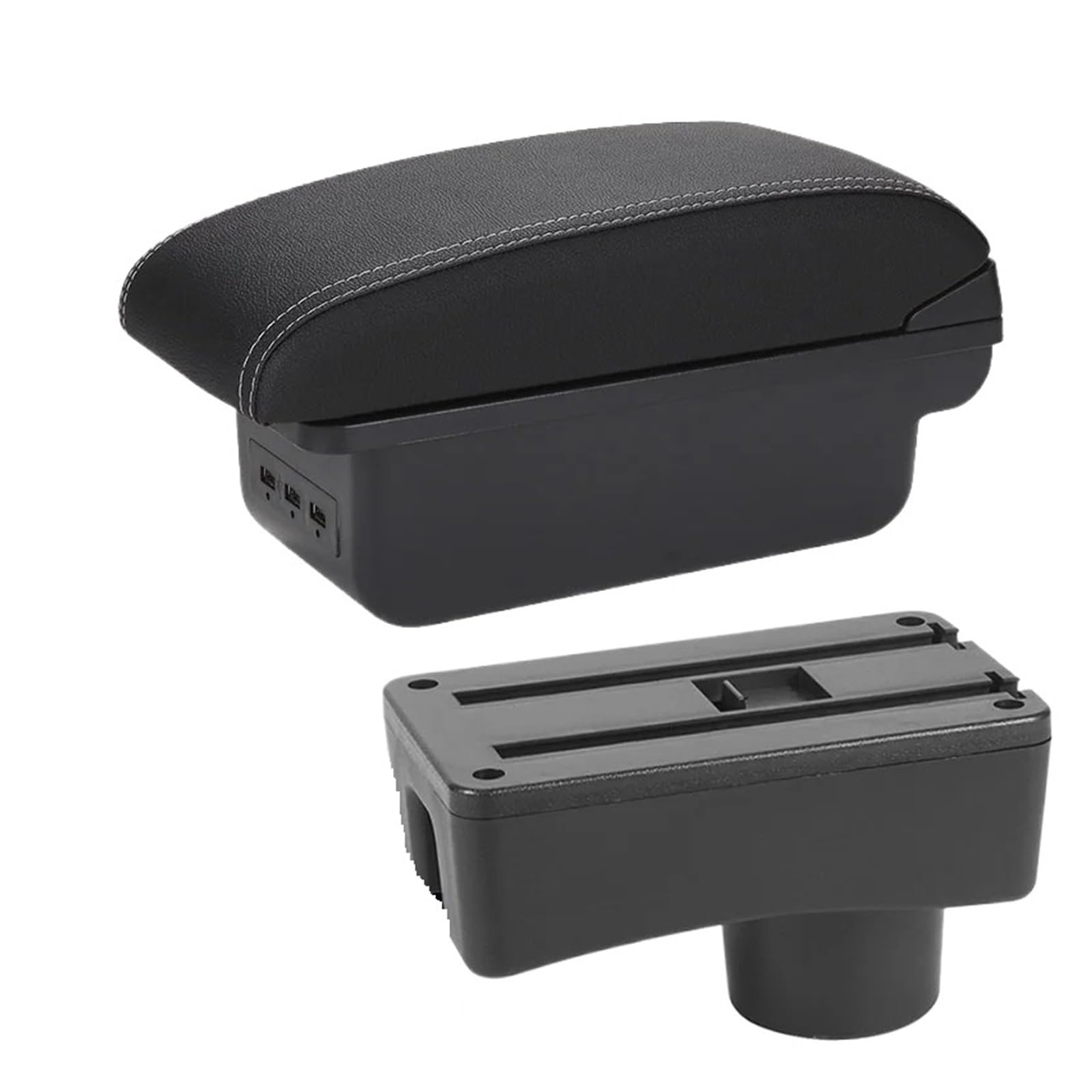 Ggwqoops Car Armrests For Citroen C1 2012-2019 Retrofit Parts Storage Box Car Accessories Armrest Box(B3 Black white 3USB)