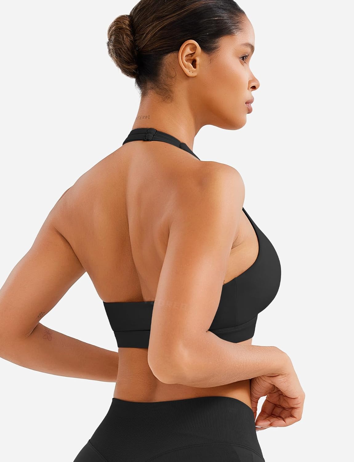 YEOREO LuxFlow Cross Over Workout Halter Sports Bra for Women Backless Gym Bra Padded - Image 5