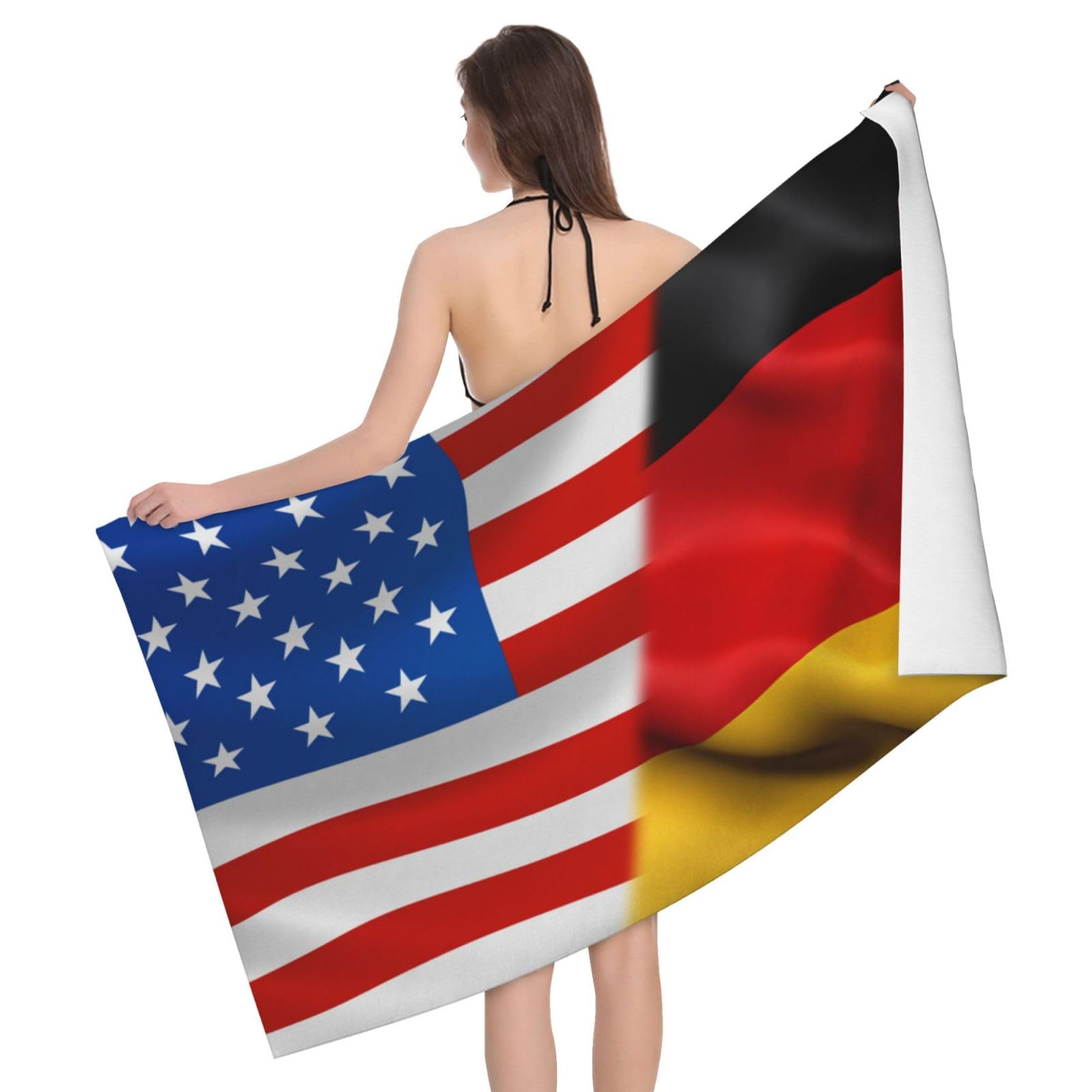 HLBSDM Microfiber America Flag and German Germany Flag Beach Towel Quick Dry Soft Sand Free Beach Towels for Pool Swim Beach Lightweight Thin Towels