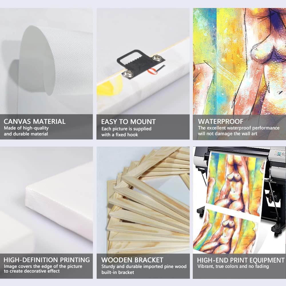 3 Pieces Sexy Couple Wall Decor for Bedroom Abstract Erotic Poster Sexy Woman Men Painting Art Print on Canvas Sexy Framed Artwork for Bar Hotel Wall Decoration Ready to Hang 20x28inchx3Pcs
