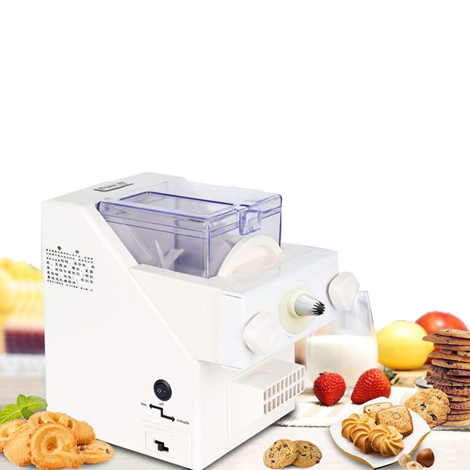 Presse à biscuits, machine à biscuits automatique avec 8 buses et 6 moules à biscuits, performance puissante de 180 W, extrusion rapide de 50 à 60 tr/min pour la pâtisserie à la maison et les