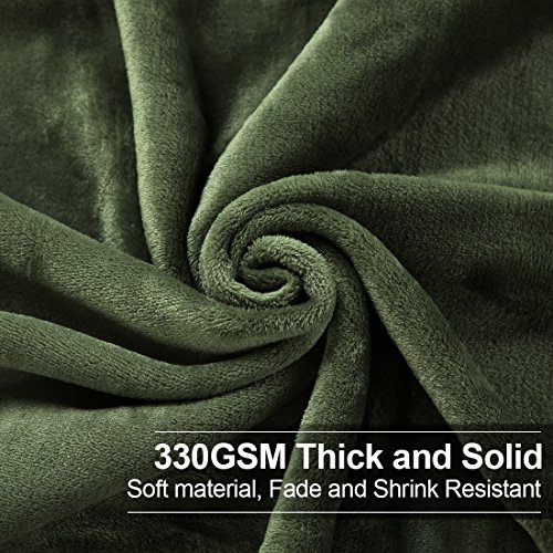 Soft Travel Size Blanket All Season Warm Fuzzy Microplush Lightweight Thermal Fleece Blankets for Couch Bed Sofa,Throw,50x61 Inches,Olive Green