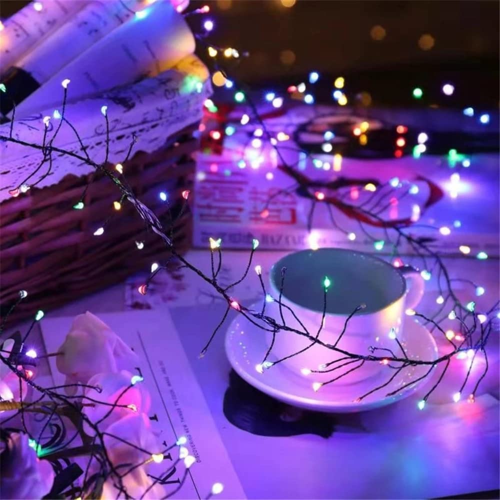 Solar Firecracker Lights,KINGCOO Waterproof 9.8ft/3M 100LED Copper Wire Cluster Fire Crackers Garland Fairy Lights 8Mode for Garden Bedroom Wedding Christmas Party Decorations(Multicolor) - Image 4