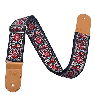 Sangle de guitare, 5,1 cm de large, sangle jacquard, extrémités en cuir, vintage, classique, rétro, broderie… - Les Beatles, Paul McCartney, John Lennon, RIngo Starr, George Harrison Sangle de guitare, 5,1 cm de large, sangle jacquard, extrémités en cuir, vintage, classique, rétro, broderie… – Image 4
