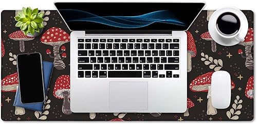 Miniatura 4 de SSOIU Alfombrilla de escritorio con patrón de hongos, alfombrilla de mouse extendida, alfombrilla grande para mouse para juegos de 35.5 x 15.7