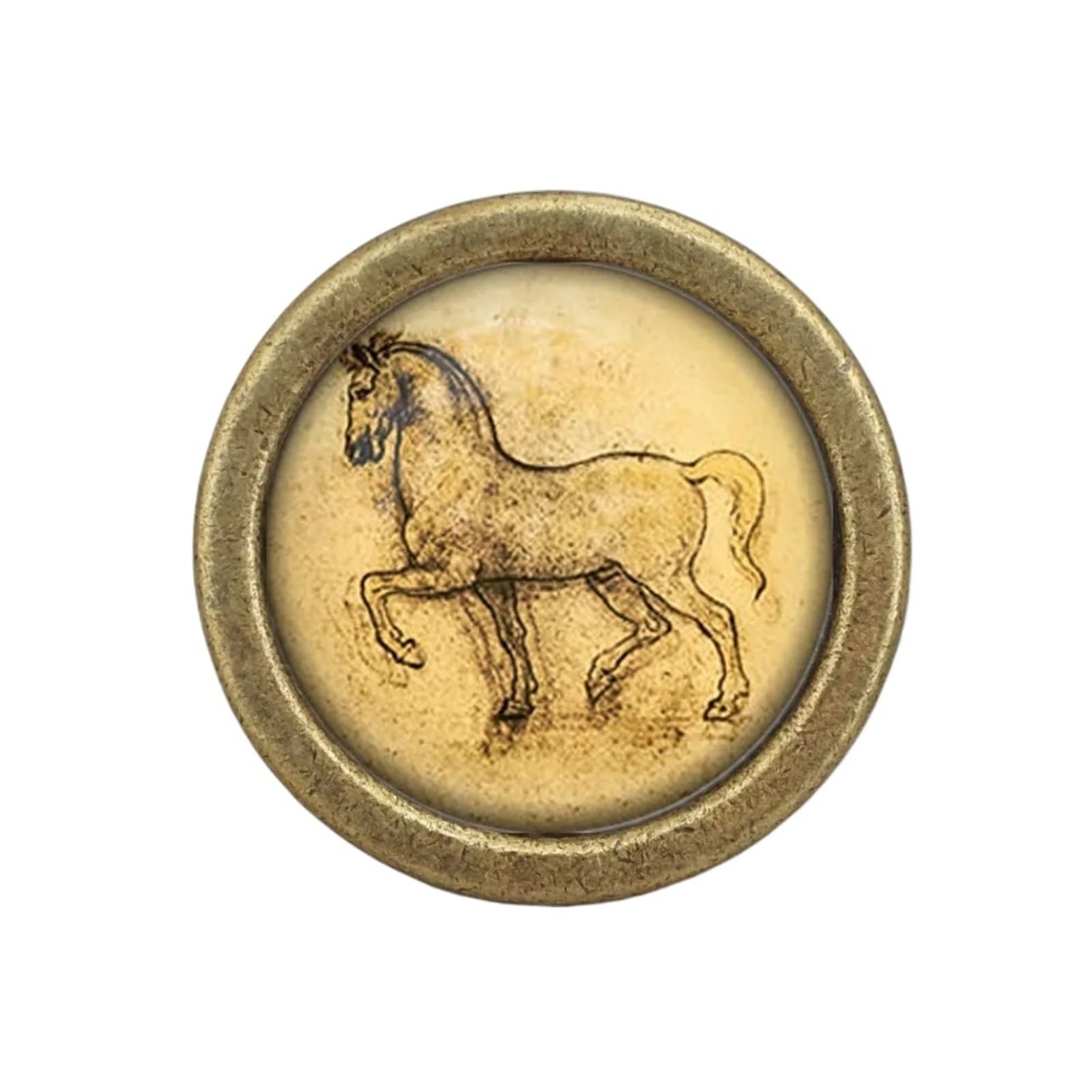 Boutons de tiroir en laiton fait main au design de cheval rétro