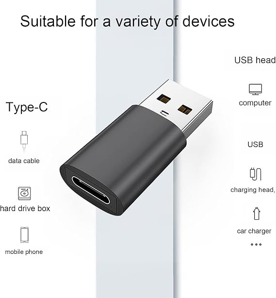 USB To USB C Adapter - Converter To C,Type C Female to A Male Charger Converter Adapt High-Speed Data Transfer for Laptop Charger and More