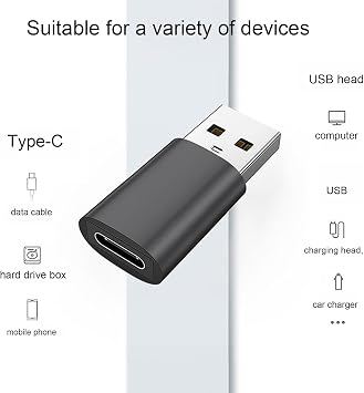 USB To USB C Adapter - Converter To C,Type C Female to A Male Charger Converter Adapt High-Speed Data Transfer for Laptop Charger and More