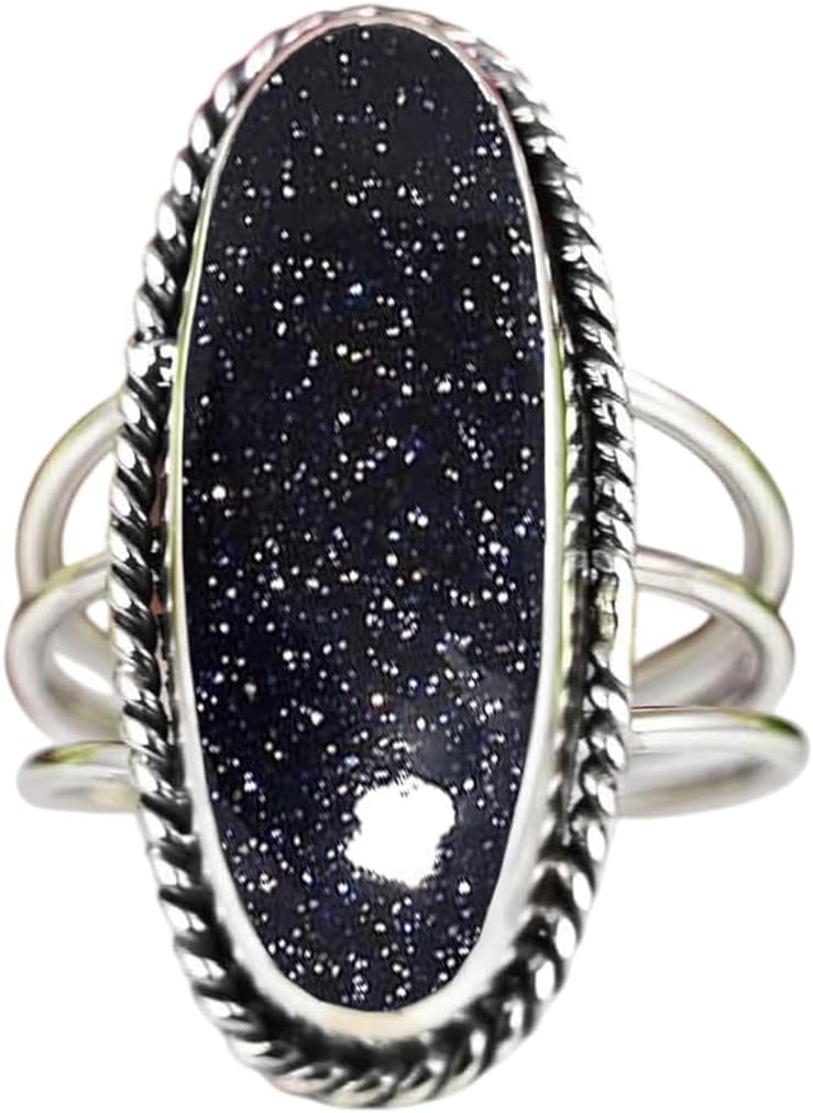 Dainty Oyster Copper Turquoise Ring Boho Large Oval Shape Gemstone Ring Overlay Silver Handmade Ring For Women Birthday Memorial Halloween Gift For Her Turquoise Jewelry