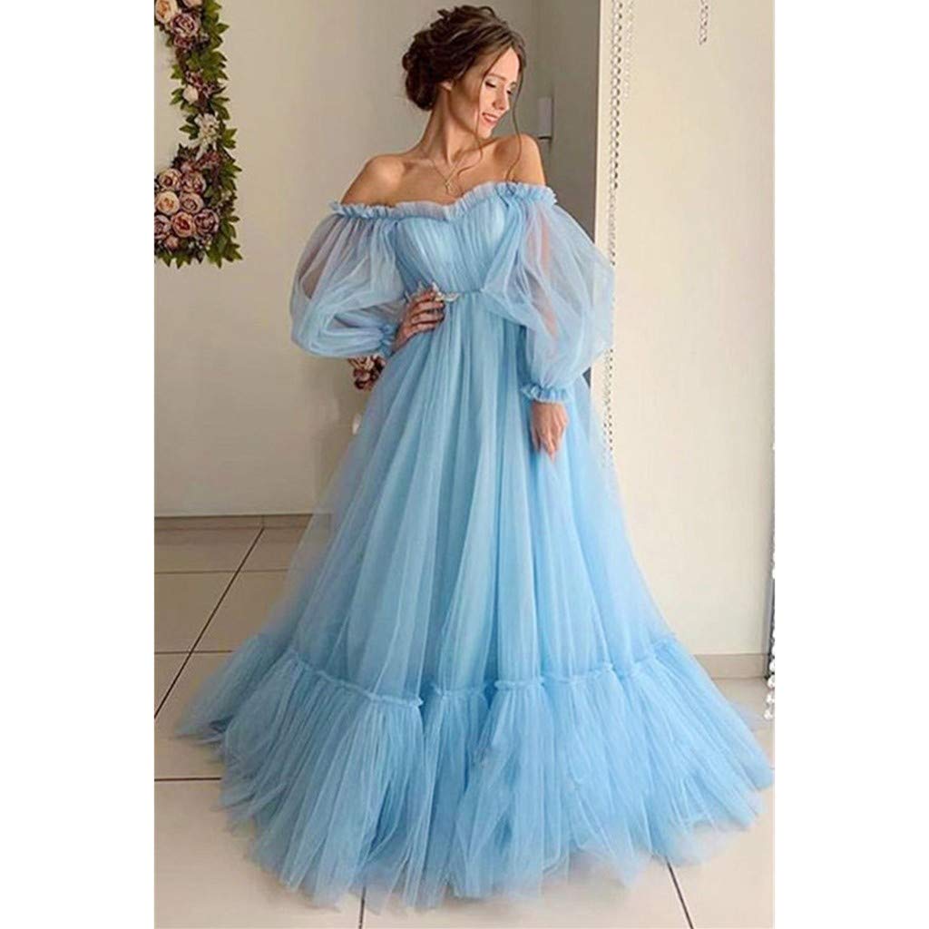 Vestido de noche para mujer, festivo, largo, elegante, para bodas, invitadas de boda, vestido de noche de gasa, línea A, cuello en V, vestido de fiesta, vestido de fiesta, largo hasta el suelo, A34