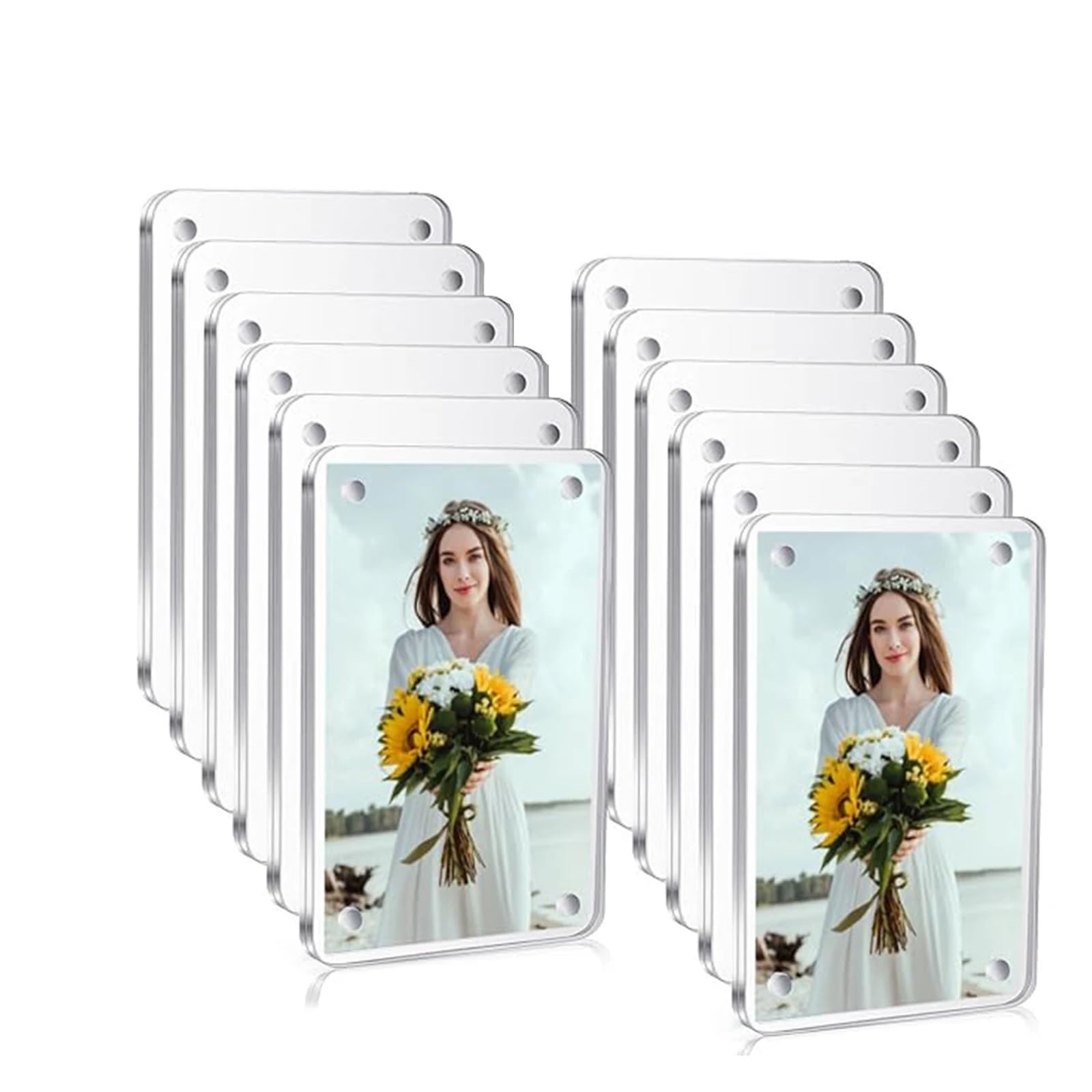 Refrigerator Magnetic Frame, Clear Reversible Magnet Photo, Display For Fridge(12Pack)