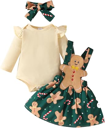 Newborn Baby Girl Halloween Outfit Ruffle Romper Top Pumpkin Bat Ghost Suspender Skirt Set Holiday Clothes