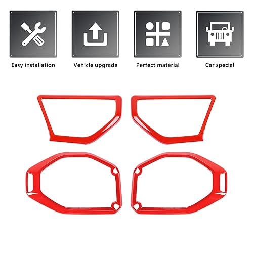 Miniatura 4 de JL - Cubierta de altavoz, 4 piezas A para altavoces de techo de pilar compatibles con Jeep Wrangler JL JLU y Gladiator JT 2018-2023, color rojo