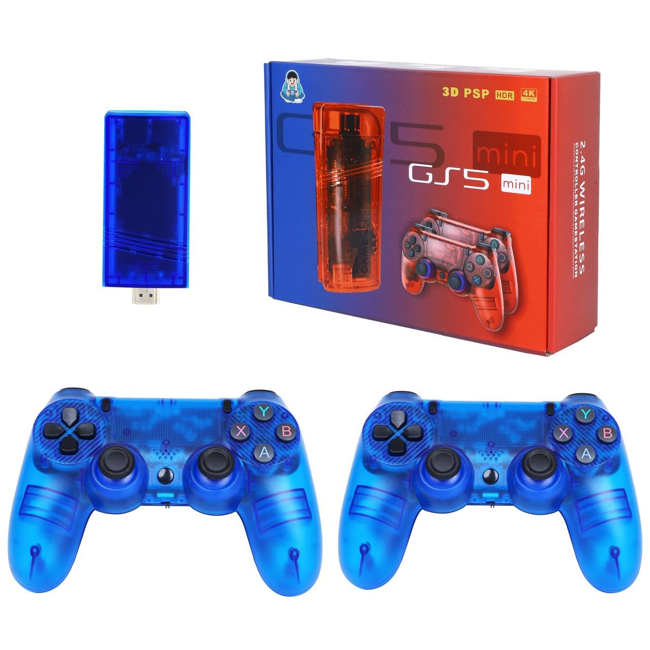 GS5 Mini Portable Game Console, 64GB Storage, 30000 Pre-installed Games, PSP Games Compatible, 53 Simulators (Blue)-image-31