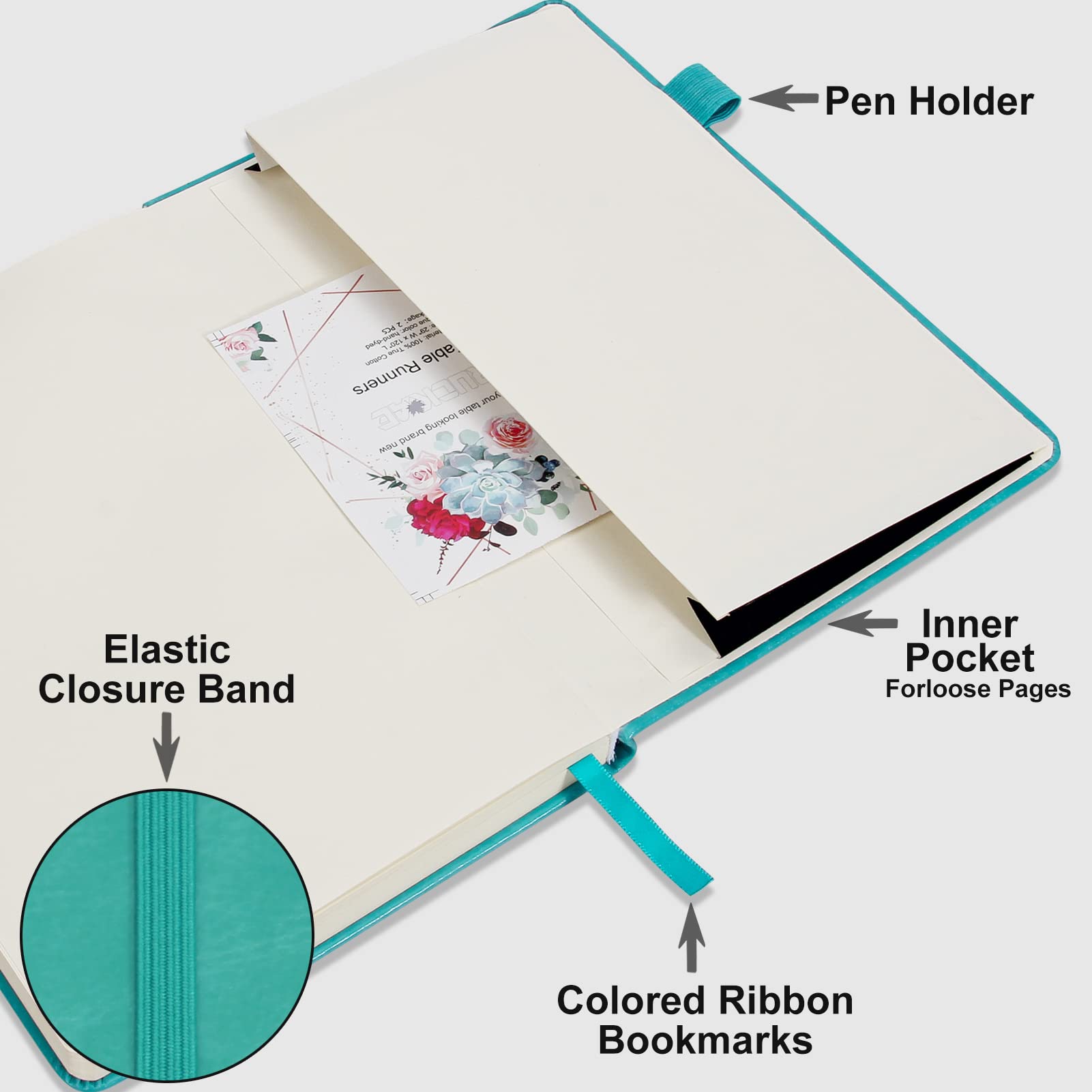 Daofary 2 confezioni di quaderni a righe con portapenne, formato A5, in pelle, con 160 pagine, carta spessa 100 g/m², copertina rigida per lavoro, donna, uomo, 21,3 x 14,5 cm