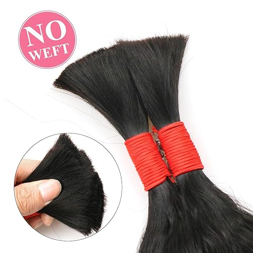 Miniatura 5 de Extensiones de cabello humano virgen brasileño súper francés para trenzar, sin trama, 3.53 oz (paquete de 2 paquetes), 100% sin procesar,