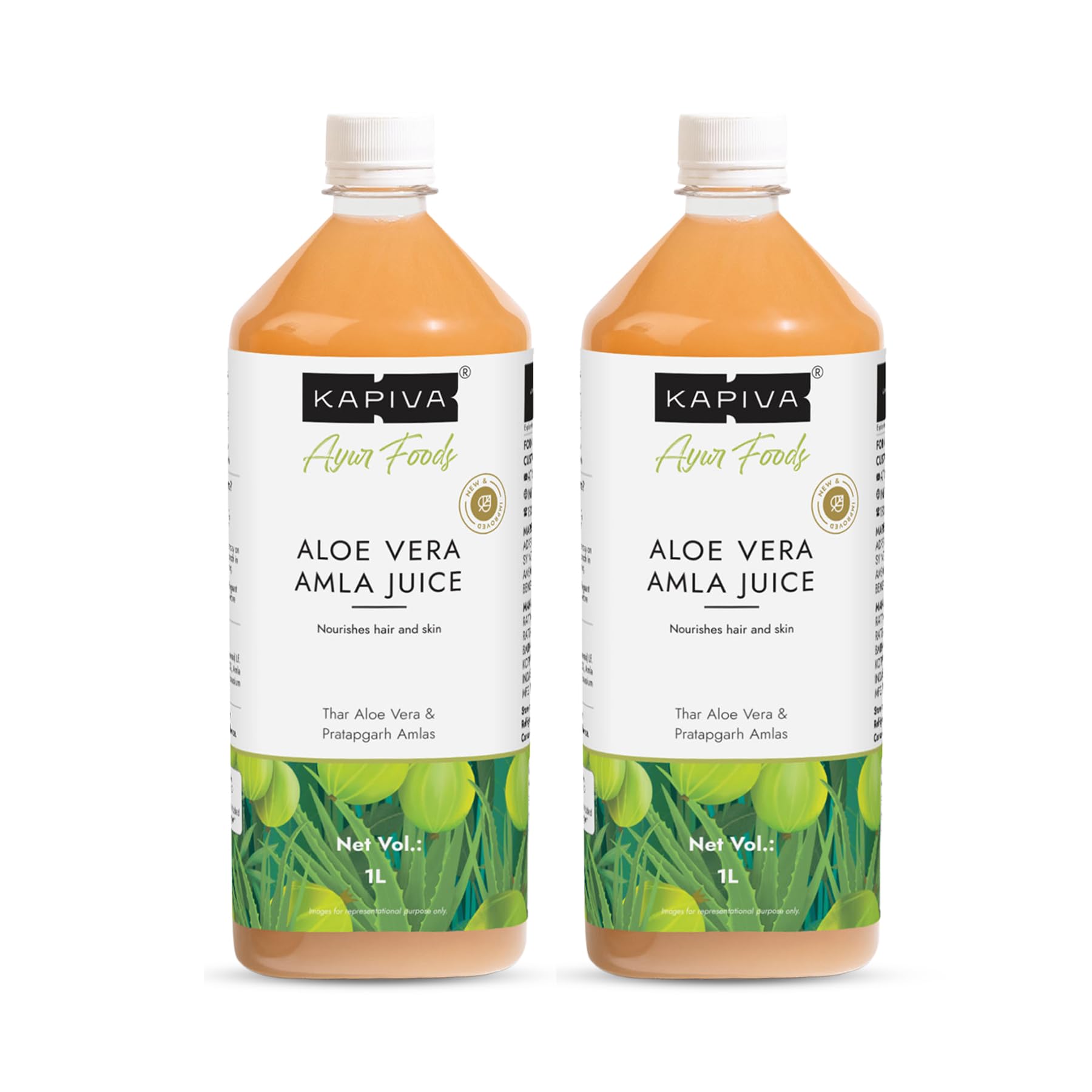 Aloe Vera + Amla Juice (2L) | Cold-pressed Juice for Glowing Skin | Helps with Acne and Metabolism - Super Saver Pack of 2