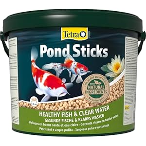 Tetra Pond Sticks – Fischfutter für alle Teichfische, unterstützt gesunde Fische und klares Wasser im Teich, 10 L Eimer