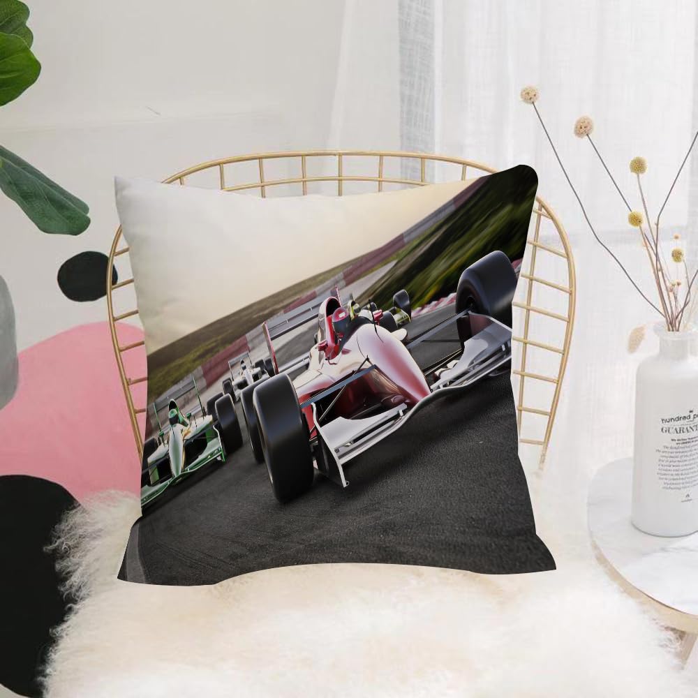 HYOSXW Cushion Cover,Throw Pillow Case Home Decorative for Living Room Bedroom Sofa Chair 16X16 Inch,Red race car close up front view on a track leading the pack with motion Blur.,Pillowcase 40X40cm