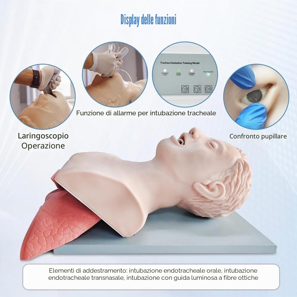 Modello di Intubazione per Adulti con Laringoscopio e Controllore per Addestramento Emergenza Gestione delle Vie Aeree Orofaringee Modello Anatomico con Denti e Allarme Pressione Modello