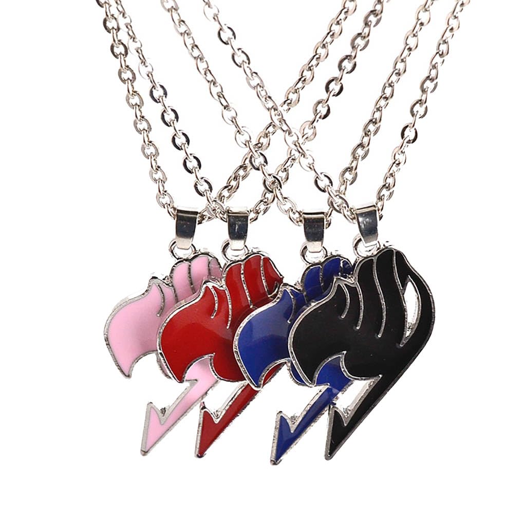 JUSONGKWCP 4 Pcs Fairys Tails Necklace for Men Women Fashion Fairys Tails Logo Necklace Fairys Tails End Cosplay Accessories Pendant Jewellery Chain