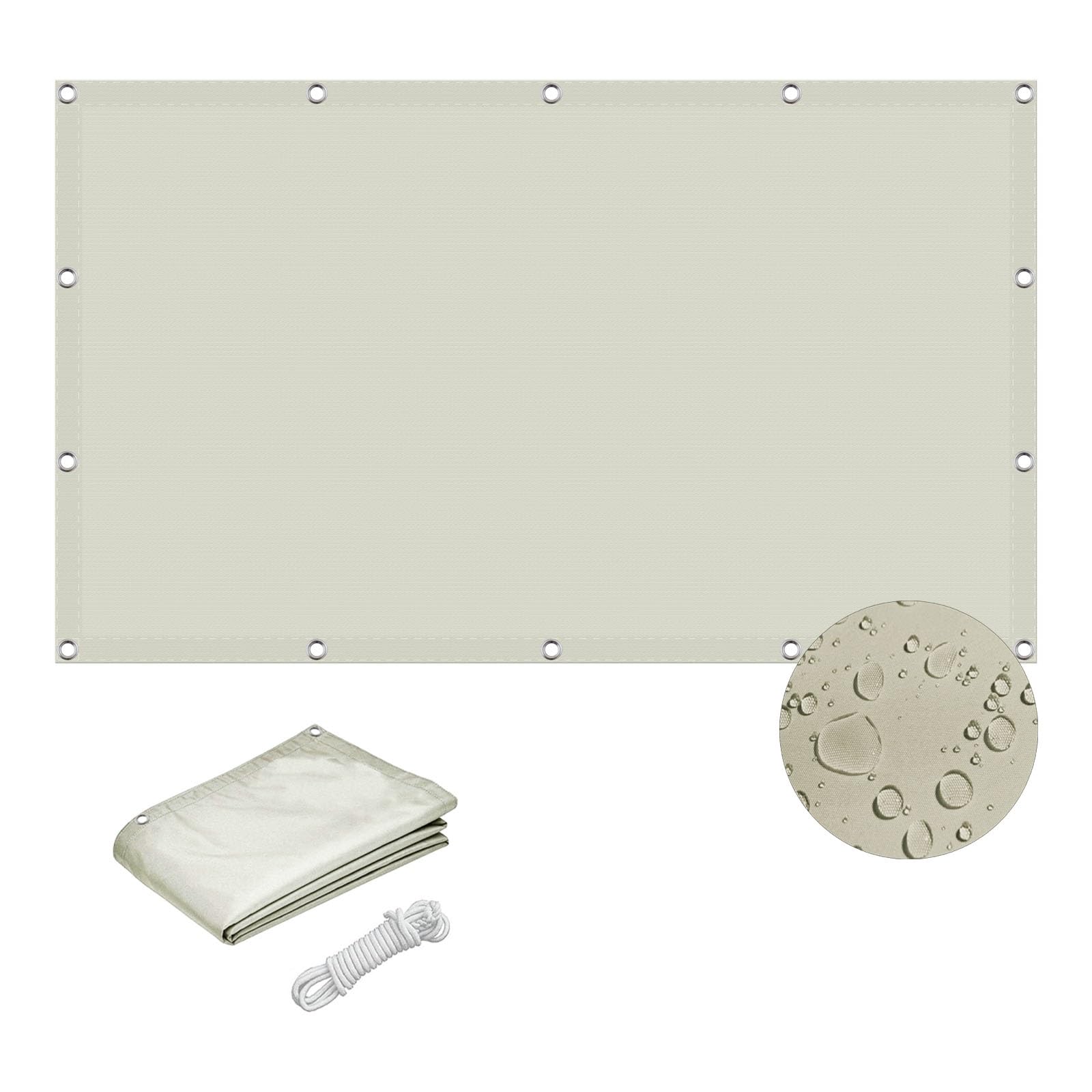 Voile d'ombrage rectangulaire beige 4,5x8m anti-UV avec œillets