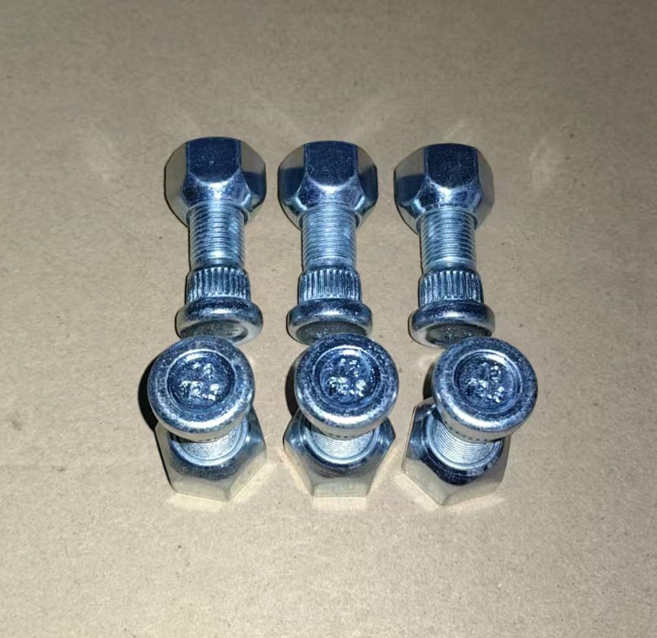 Miniatura 2 de 6 pernos dentados clase 12.9 para rueda dentada de 12-20, moleteado de 0.56 pulgadas (0.563 in) de longitud debajo de la cabeza con tuercas de