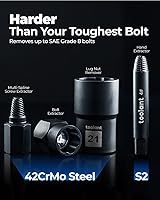 Vista 4 de toolant Kit extractor de pernos de impacto de 46 piezas, kit de herramientas de llave para quitar pernos y tuercas, extractor de pernos despojados