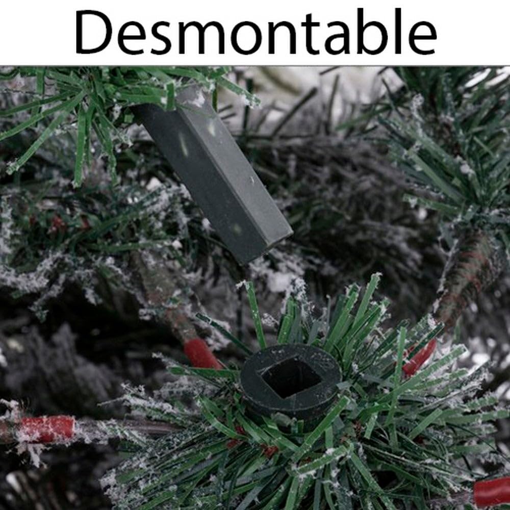 Árbol de Navidad artificial nevado verde y blanco desmontable de 210 cm