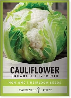 Gardeners Basics Snowball Y Improved Cauliflower Seeds - Heirloom Non-GMO 100+ Seeds for Spring Fall Winter Gardens