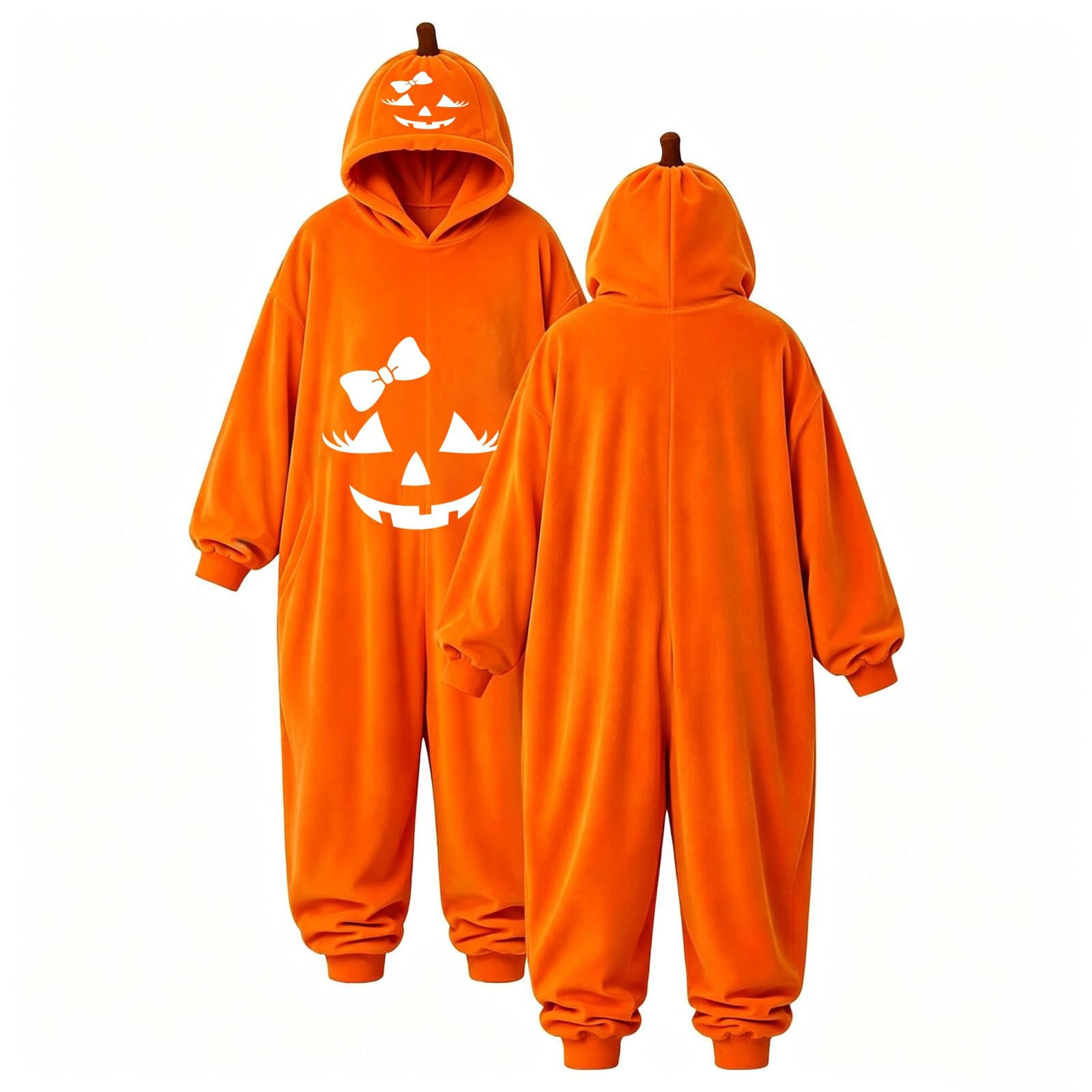 Pigiama Halloween Adulto Tuta Zucca con Cappuccio e Tasche Laterali Tasche Laterali Comode, Pigiama Halloween Adulto, Tuta Zucca Calda per Casa e Occasioni Speciali