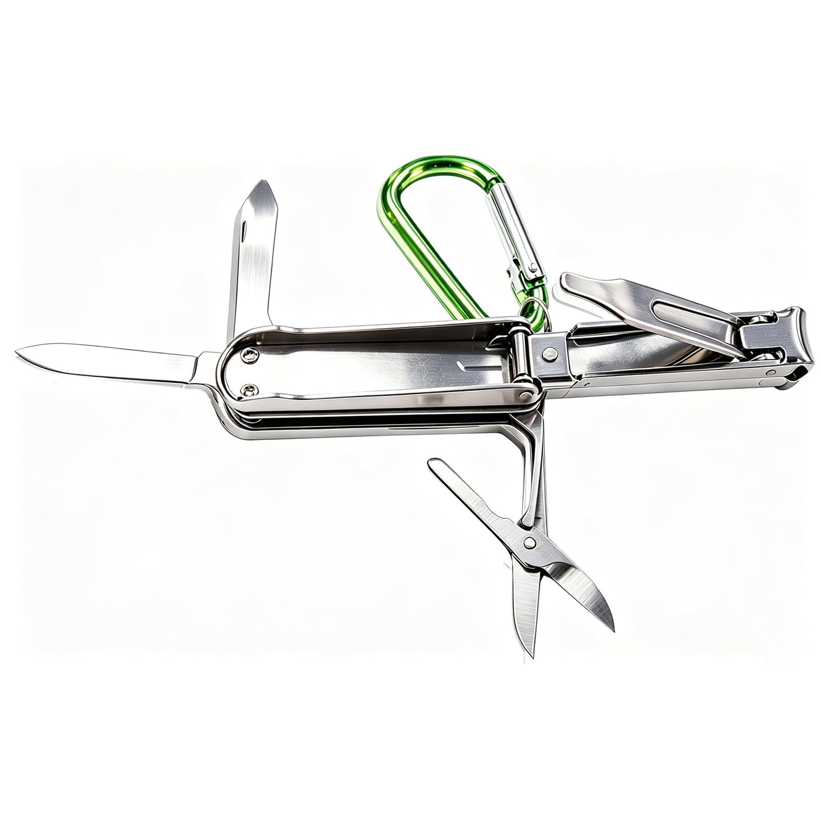 5 in1 Multi Tool Nail Clippers,Keychain,Scissors,Nail Files,Portable Nail Clippers,Stainless Steel Foldable Nail Cutter,Mini Multi Purpose Pocket Nail Clippers,Travel,Hiking,Camping