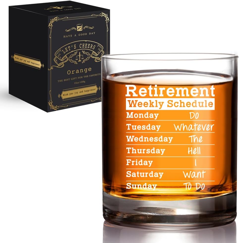 Retired Whiskey Glass, Retirement Gifts for Men, Funny