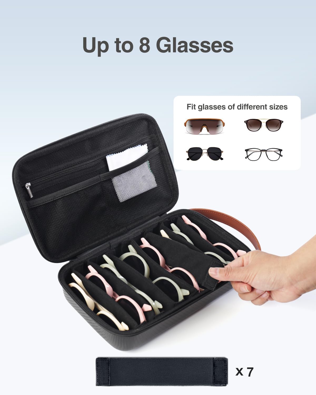 Luxtude Travel Sunglasses Organizer Case for Women Men, Glasses Case Multiple Pairs w/Adjustable Slot, Sunglass Storage Cases