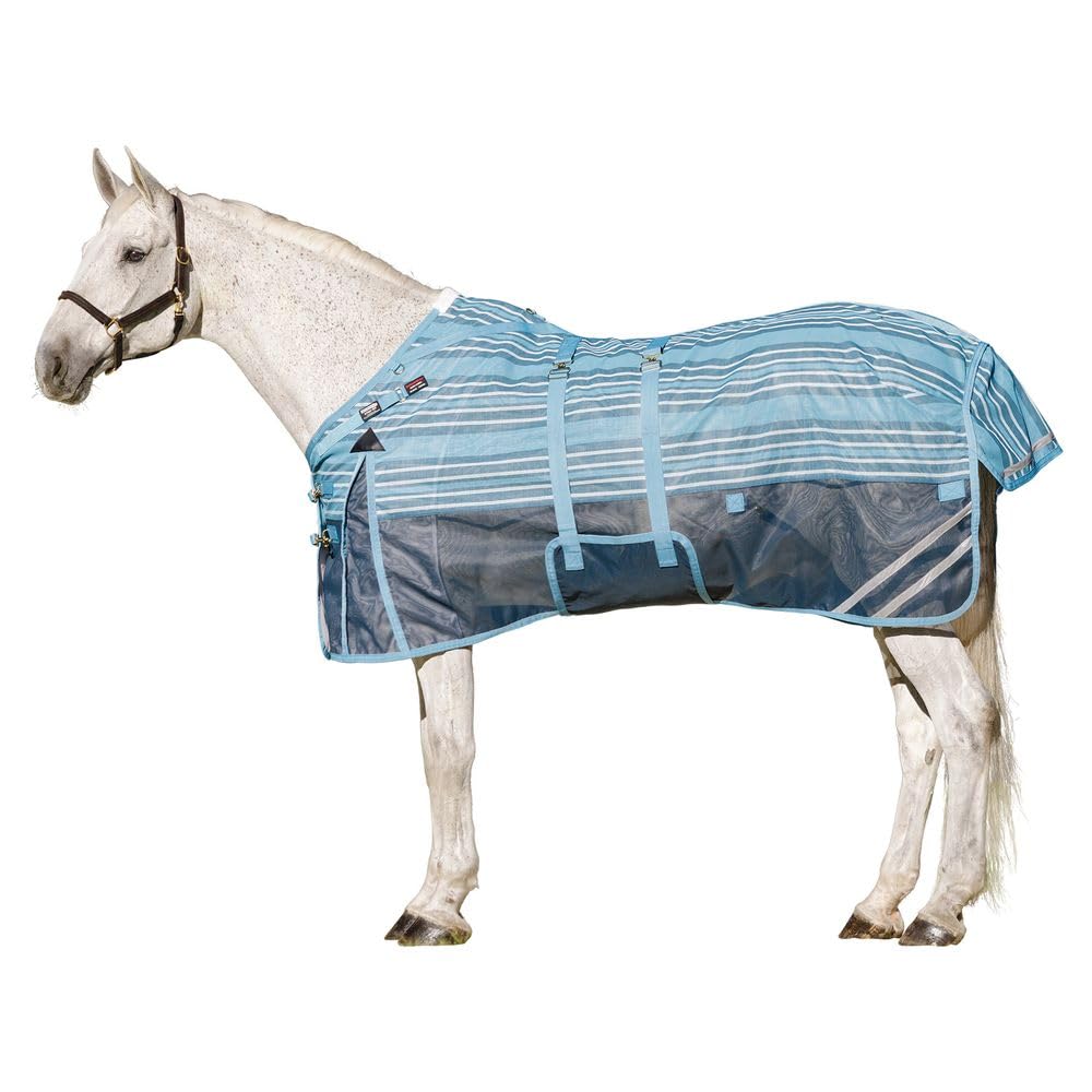Schneiders Adjusta-Fit Dura-Mesh II Striped Horse Fly Sheets | Heavy-Duty Protection | Reflective & SilverTek Technology | 70% UV Guard