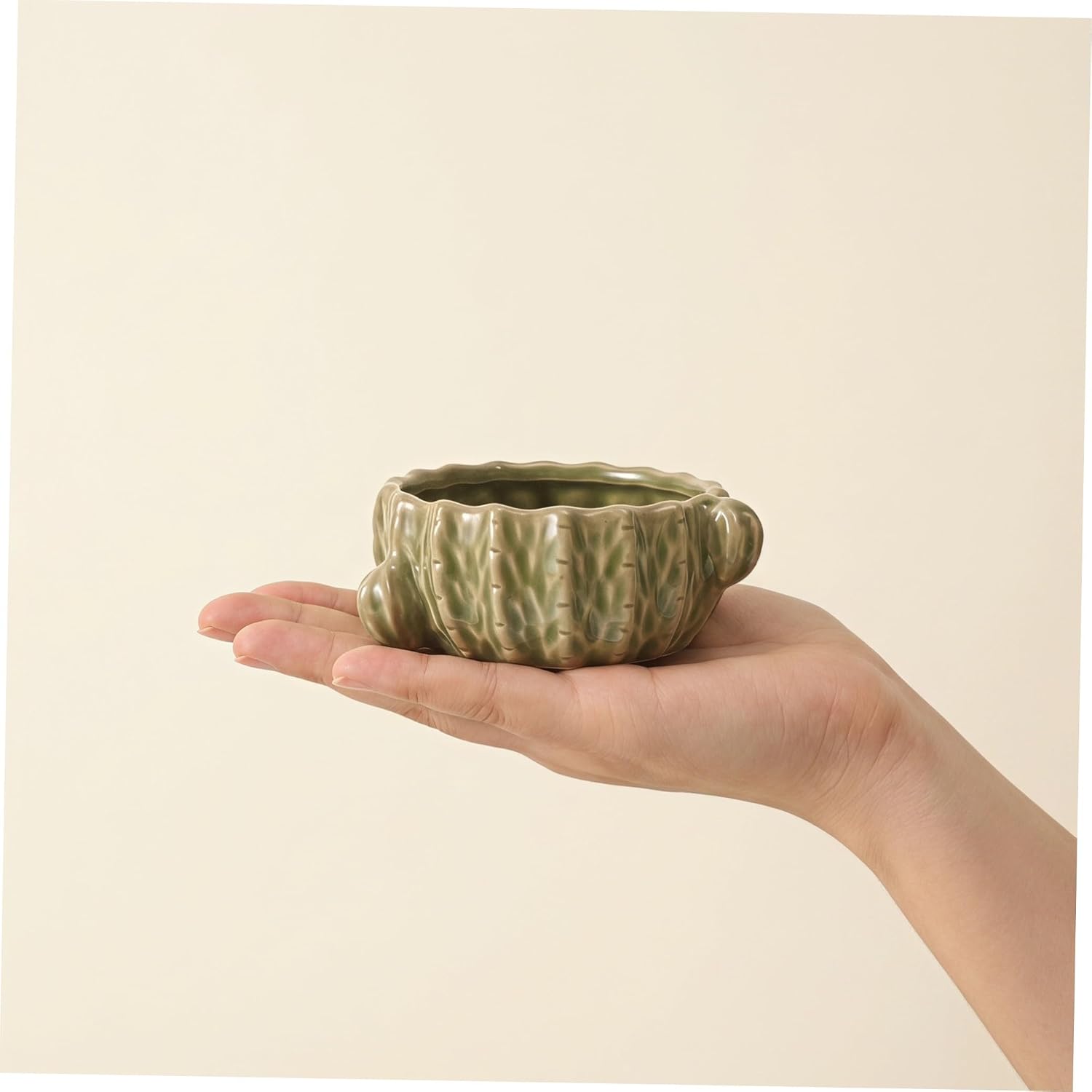 2pcs Ceramic Paper Clip Holder Green Cactus-shaped Desk Organizer Multipurpose Binder Clip and Bobby Pin Storage Bowl Cute Space-saving Office Supply Container for Home and Offices