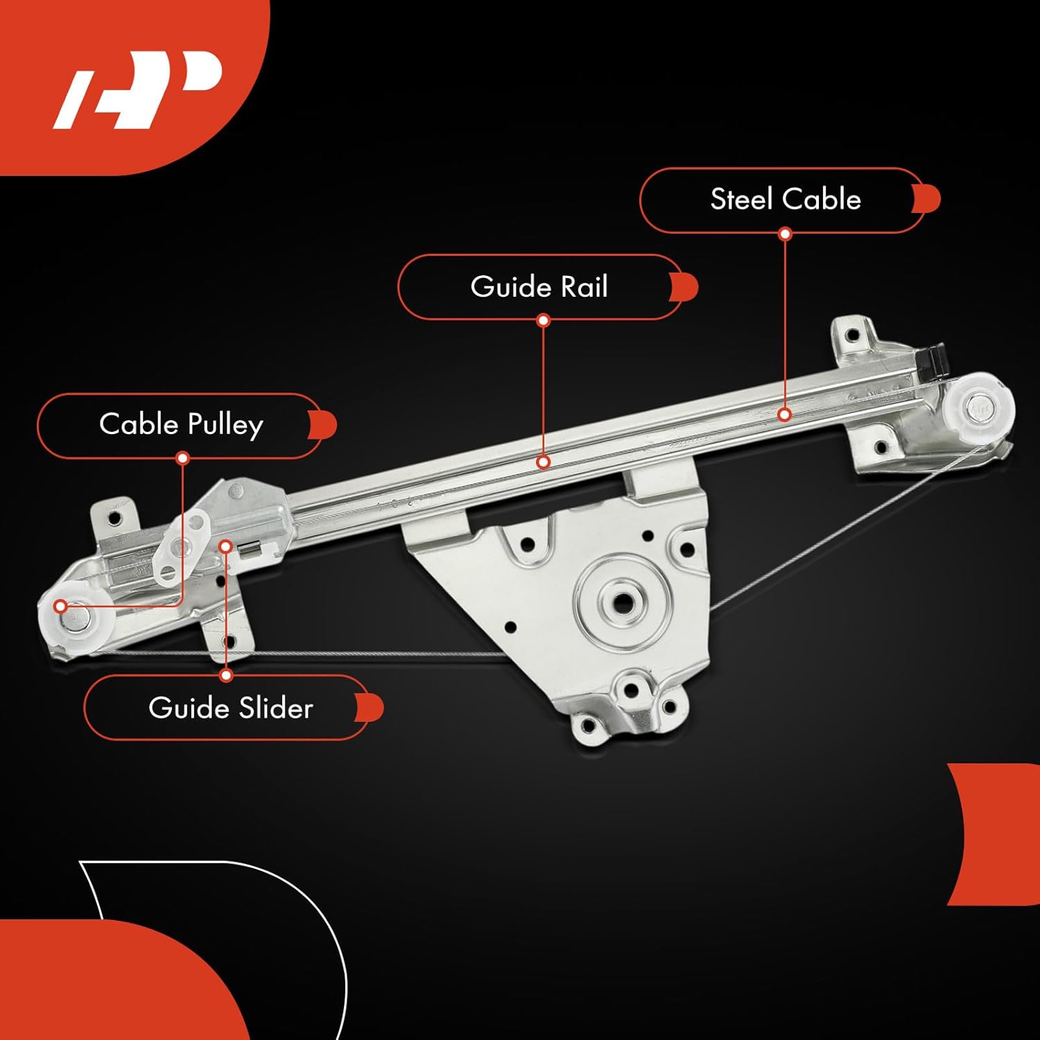 A-Premium Rear Left Driver Side Electric Power Window Regulator Without Motor Compatible with Saab 9-3 1999-2002, 900 1994-1998