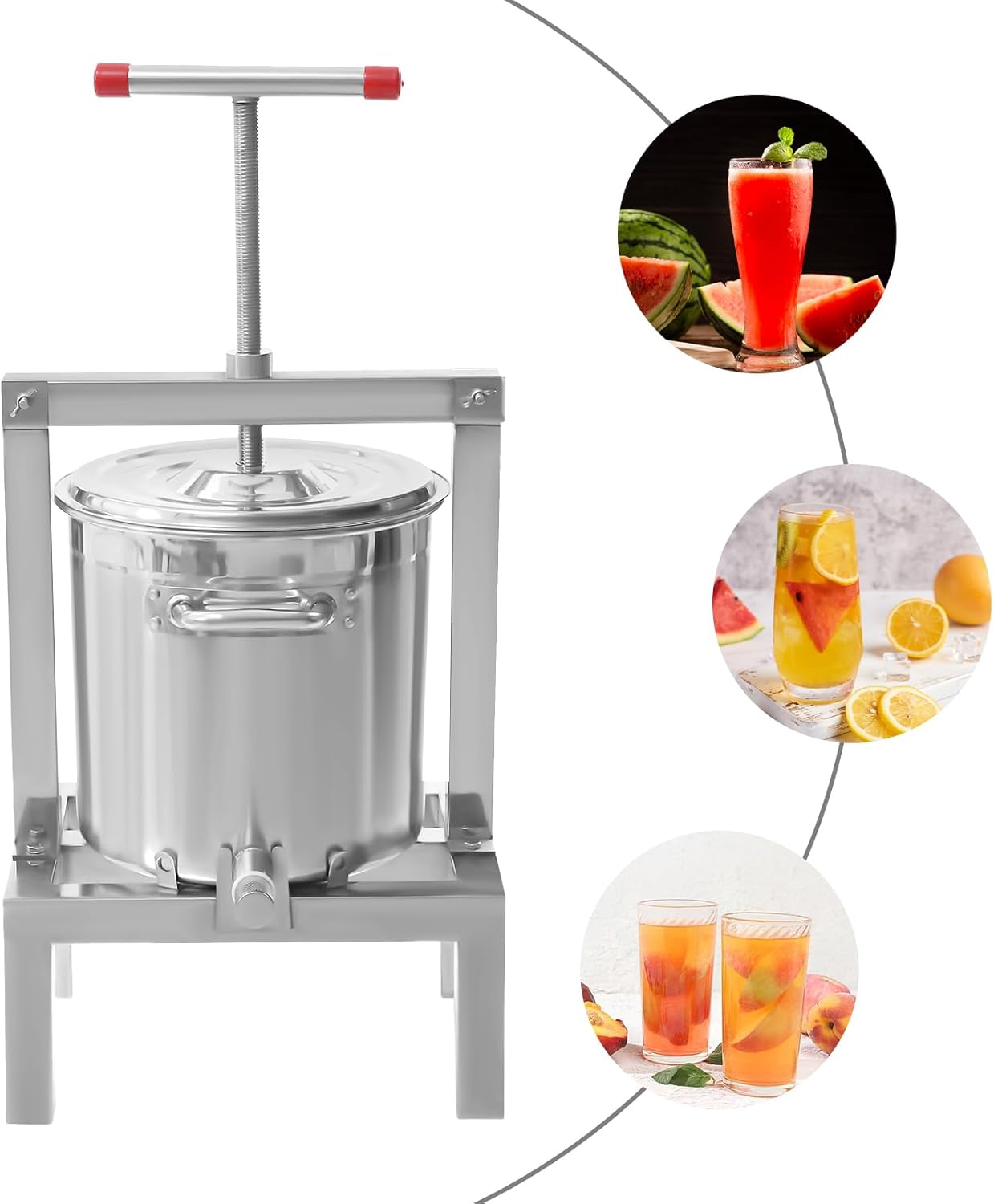 DIY Large Fruit Honey Presser, Manual Beeswax Extractor, Cider, Wine, Grape, Apple Press Extractor for Wine and Juice Making with Keg Stainless Steel Strainer