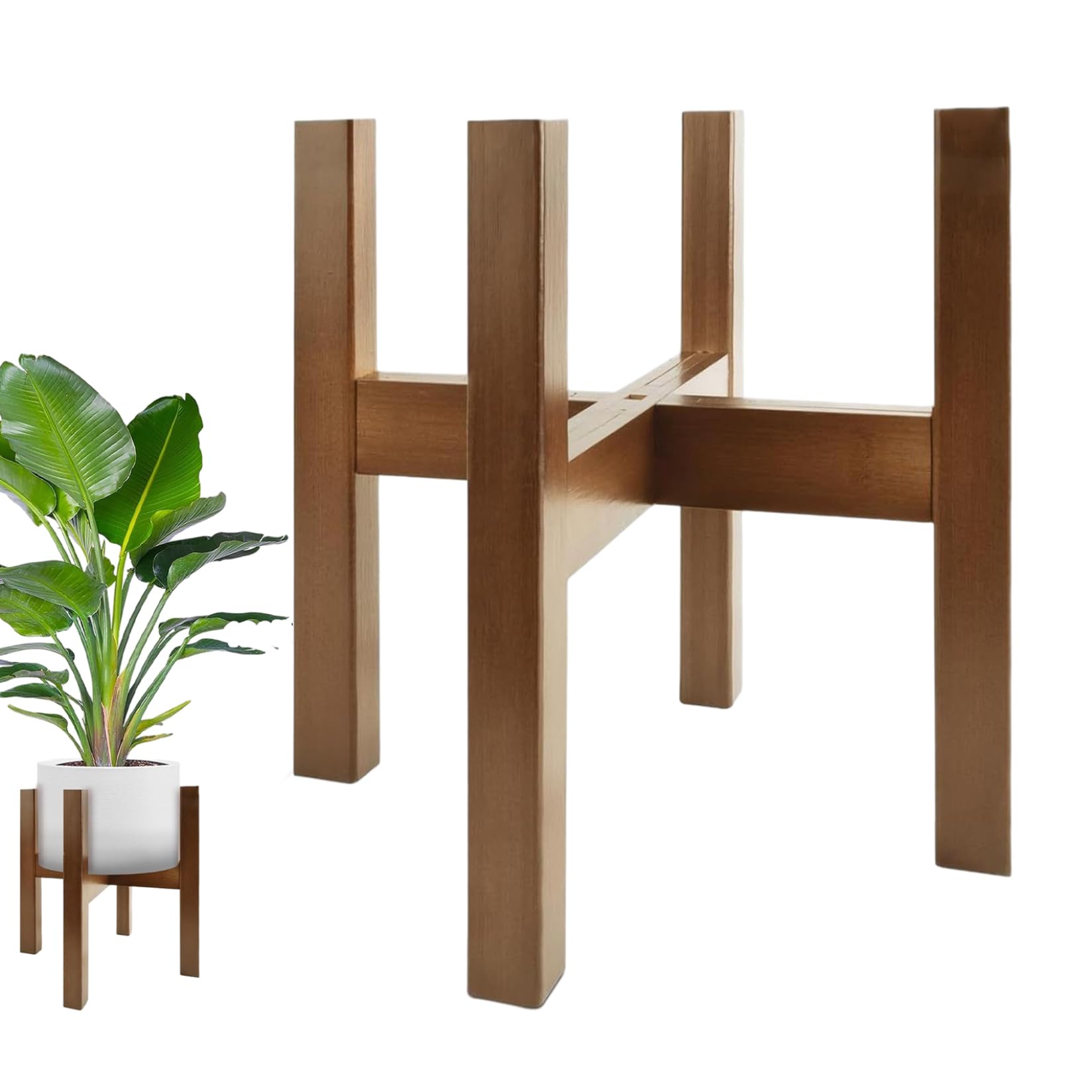 Support de plantes en bambou ajustable pour surélever et protéger les grands pots de fleurs
