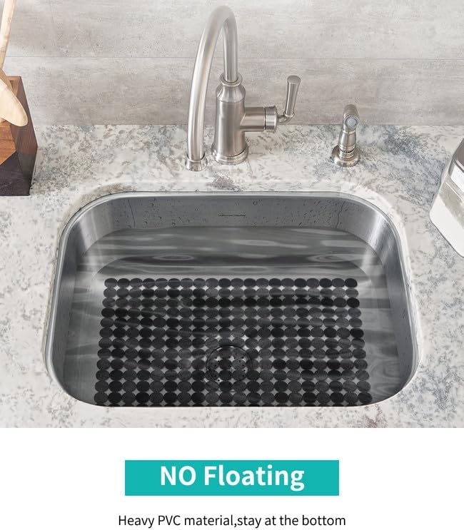 Bligli 2 Pack Sink Mat for Kitchen Sink: PVC Adjustable Sink Protector | Sink liner Pad | Dish Drying Mats, Easy to Clean & DIY Cut | 15.7 x 11.8 inch (Black)