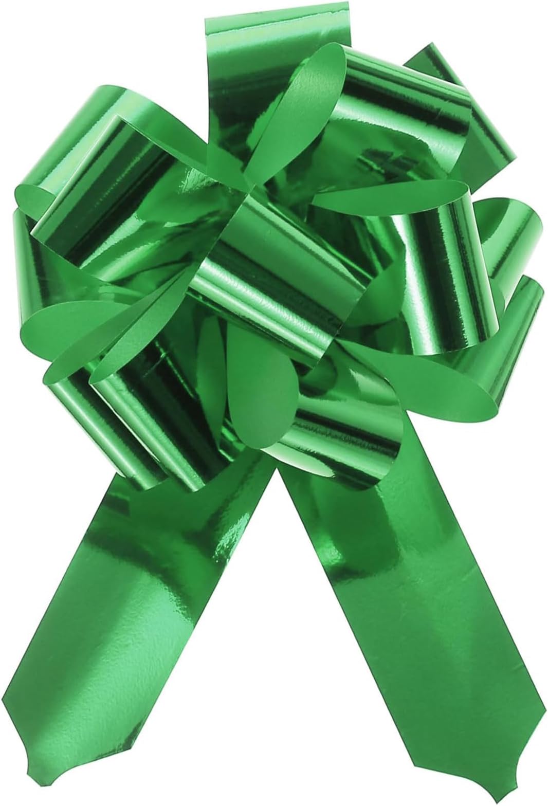 TOP-VIGOR 10Pcs 4 Inch Metallic Large Big Pull Bow Gift Wrapping Bows Ribbon for Wedding Car Baskets Presents Christmas Bow, Green