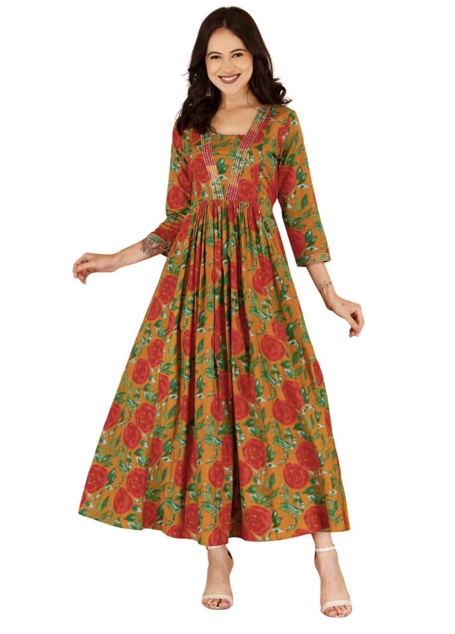 Siya Cotton Women's Anarkali Maternity Feeding Kurta/KurtiWith 2 Vertical Invisible Zippers| Comfortable & Elegant Post and Pre Pregnancy Kurta Dress/Kurti Dress-image-44