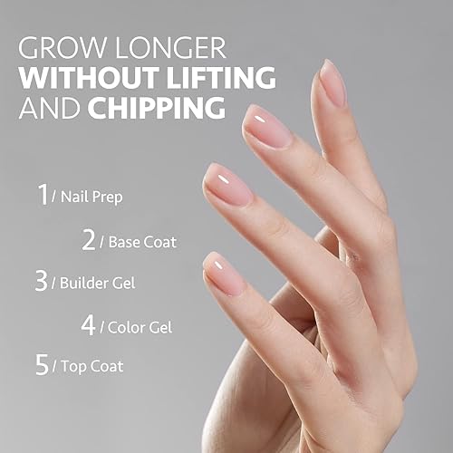 Miniatura 74 de GAOY Gel constructor para uñas, fortalecedor de uñas de 0.6 fl oz en una botella, gel duro para extensión de uñas, secado por luz UV de larga