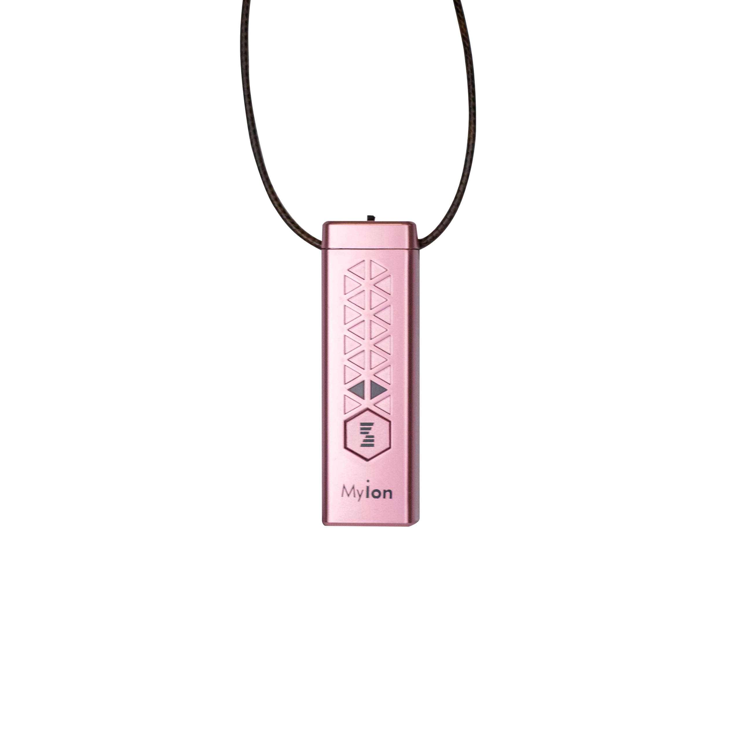 Myion Purificatore d’aria portatile (Rosa) – Ionizzatore personale, 18 M ioni/cm³, zona 30 cm, batteria 3,7 V/200 mAh, fino a 10 h, ricarica USB, leggero & compatto