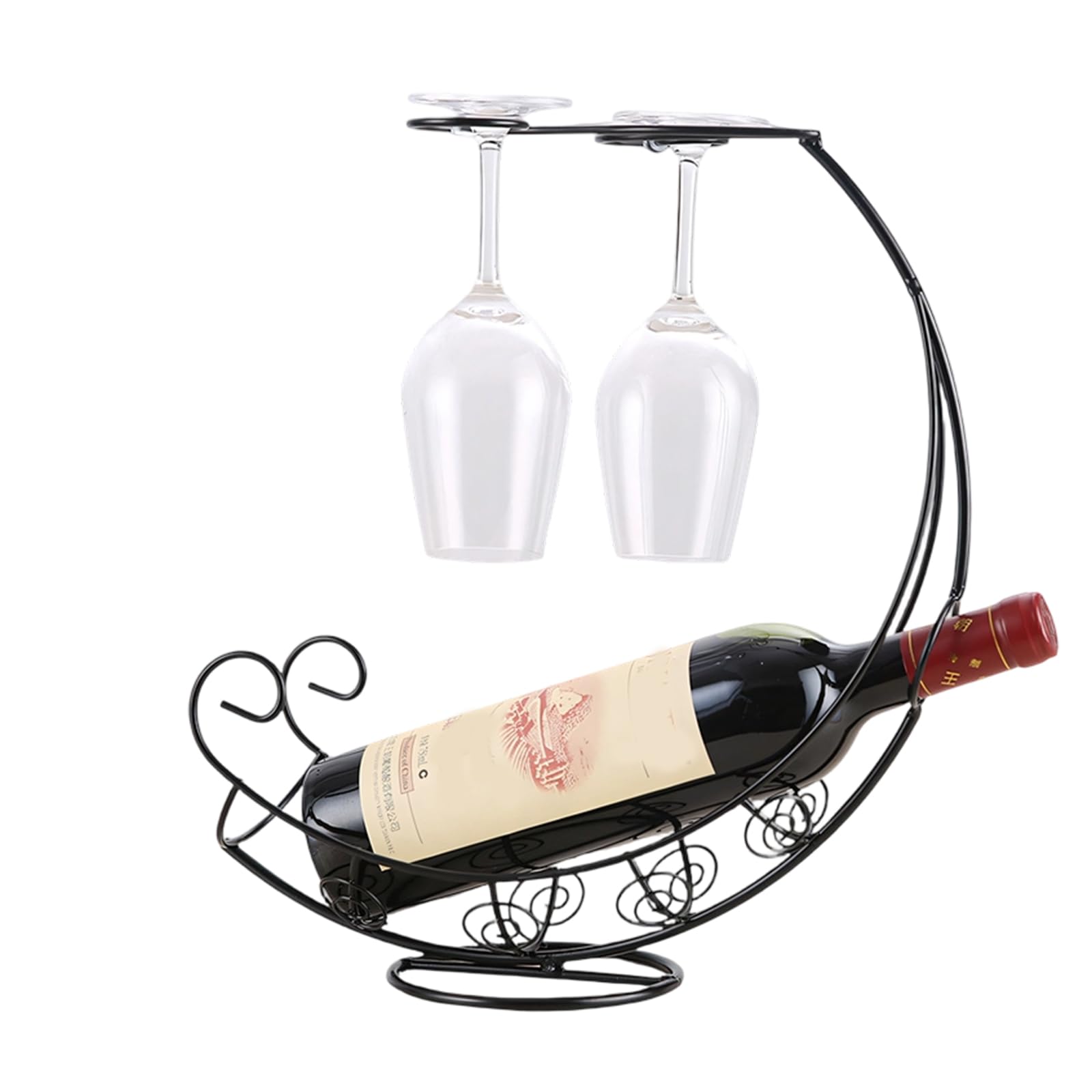 Jazuaiao Iron Pirate Boat Wine Bottle Holder with Nonslip Base for Tabletop Decorative Shelf Display Stand for Small Apartments Sturdy Metal Wine Rack