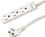 Amazon Basics Rectangular Indoor Extension Cord Power Strip - 1.83-meter, 3-Prong ,Flat Plug, Grounded - 13 Amps, 1625 Watts, 125 VAC - 2-Pack, White