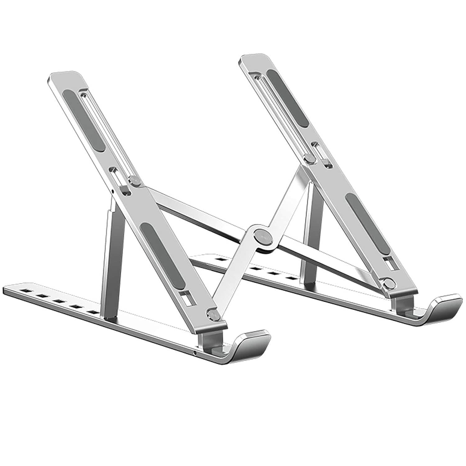 Black-R 6 Angles Adjustable Aluminum Ergonomic Foldable Portable Tabletop Laptop/Desktop Riser Stand Holder Compatible for MacBook, HP, Dell, Lenovo & All Other Notebook (Silver) Black-R 6 Angles Adjustable Aluminum Ergonomic Foldable Portable Tabletop Laptop/Desktop Riser Stand Holder Compatible for MacBook, HP, Dell, Lenovo & All Other Notebook (Silver)