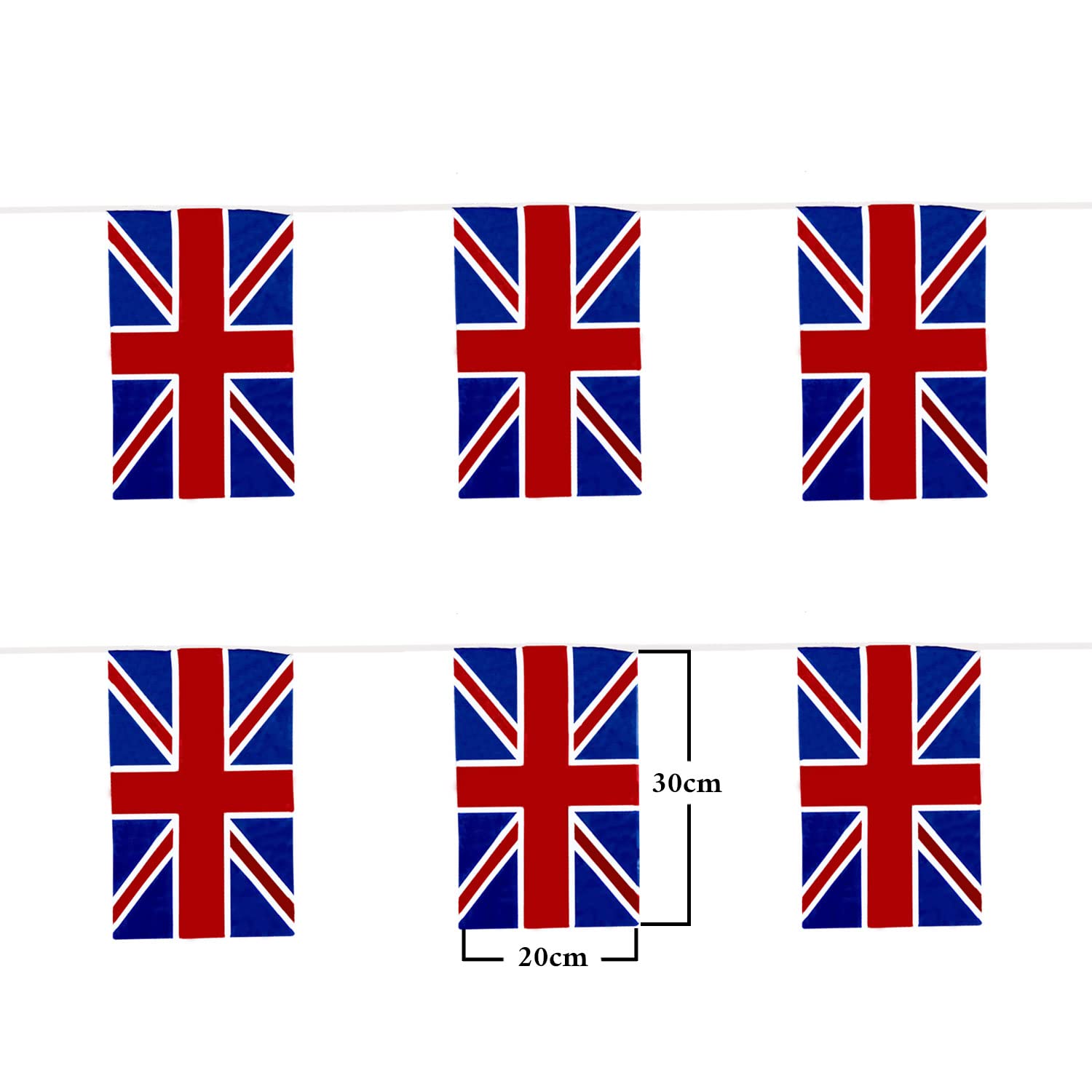 Trimming Shop Bandierine in PVC con 20 bandiere rettangolari con bandiera inglese per sport, feste all'aperto, eventi reali, pub, barbecue, decorazione per la festa nazionale