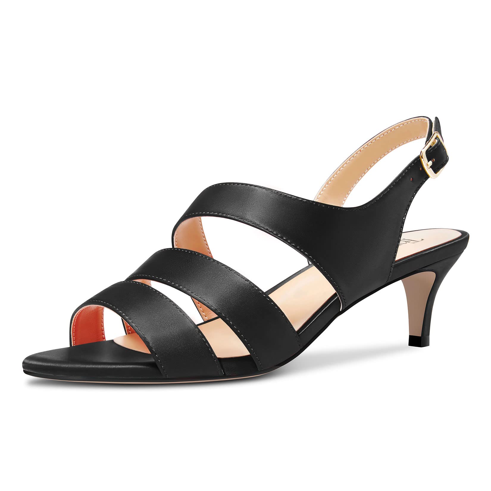 TNYNFBEB Women Mid Heel Peep Open Toe Sandals Ankle Strap Buckle Prom Wedding Cute Basic Classic 2.0 Inches Heels